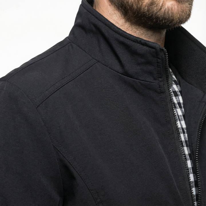 Herren Technische Bomberjacke mit Karofutter und Rippstrickdetails