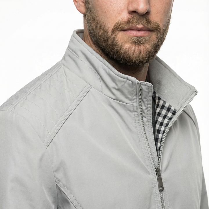 Herren Technische Bomberjacke mit Karofutter und Rippstrickdetails