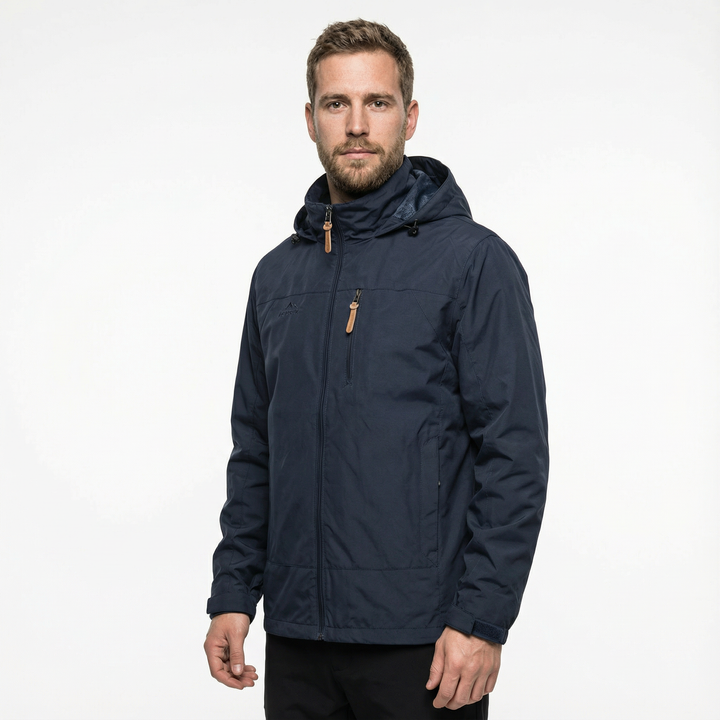 Herren Kapuzenjacke in Khaki, Outdoor-Stil, Vorderansicht