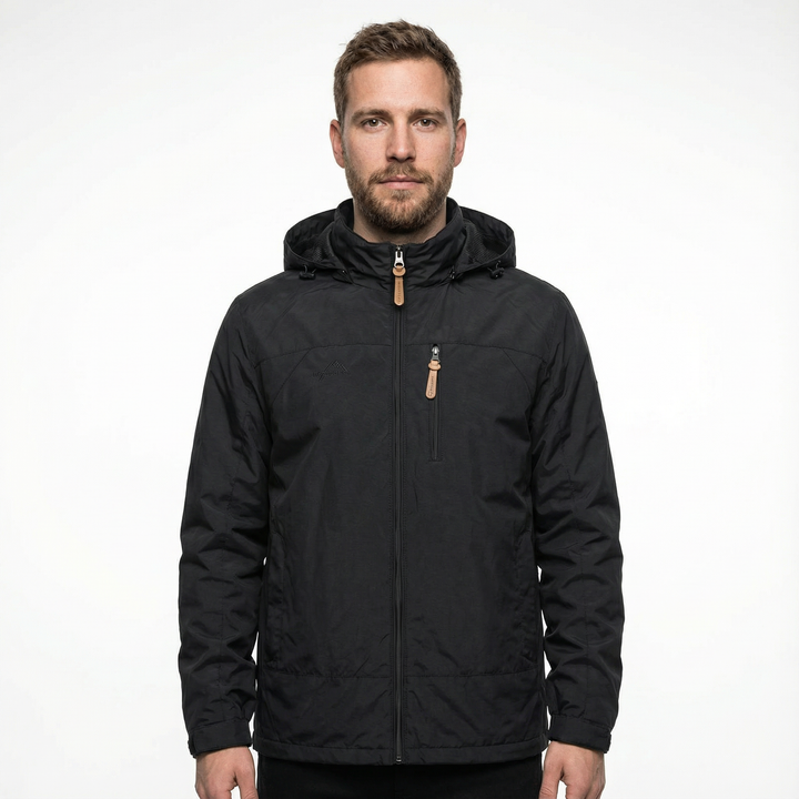 Herren Outdoor Kapuzenjacke, winddicht, Vorderansicht am Model