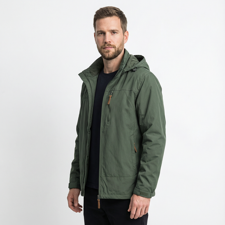 Nahaufnahme Ärmel und Taschen, Herren Outdoor Kapuzenjacke
