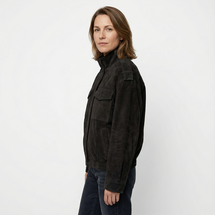 Damen Wildleder Bomberjacke Locker