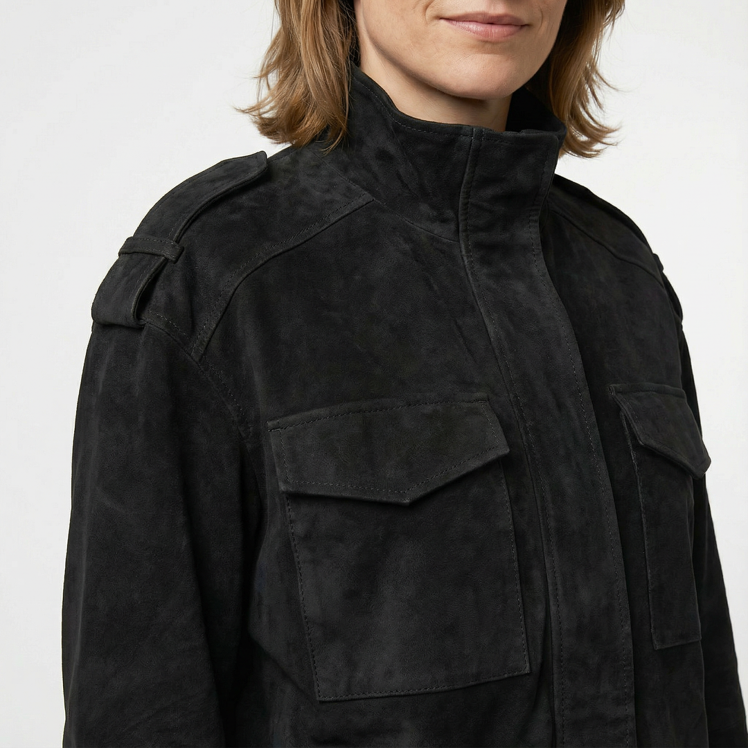 Damen Wildleder Bomberjacke Locker