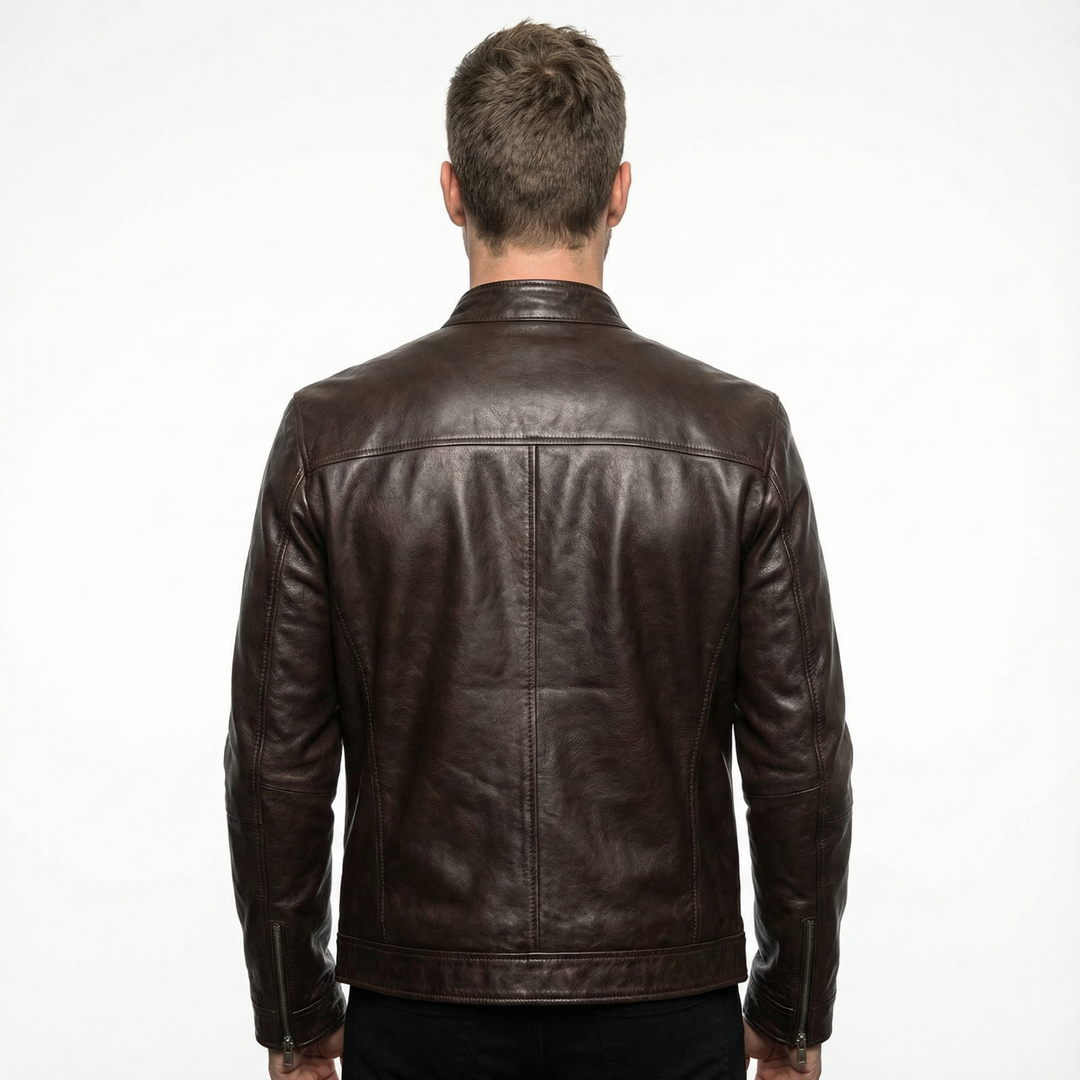 Herren Leder Motorradjacke Slim