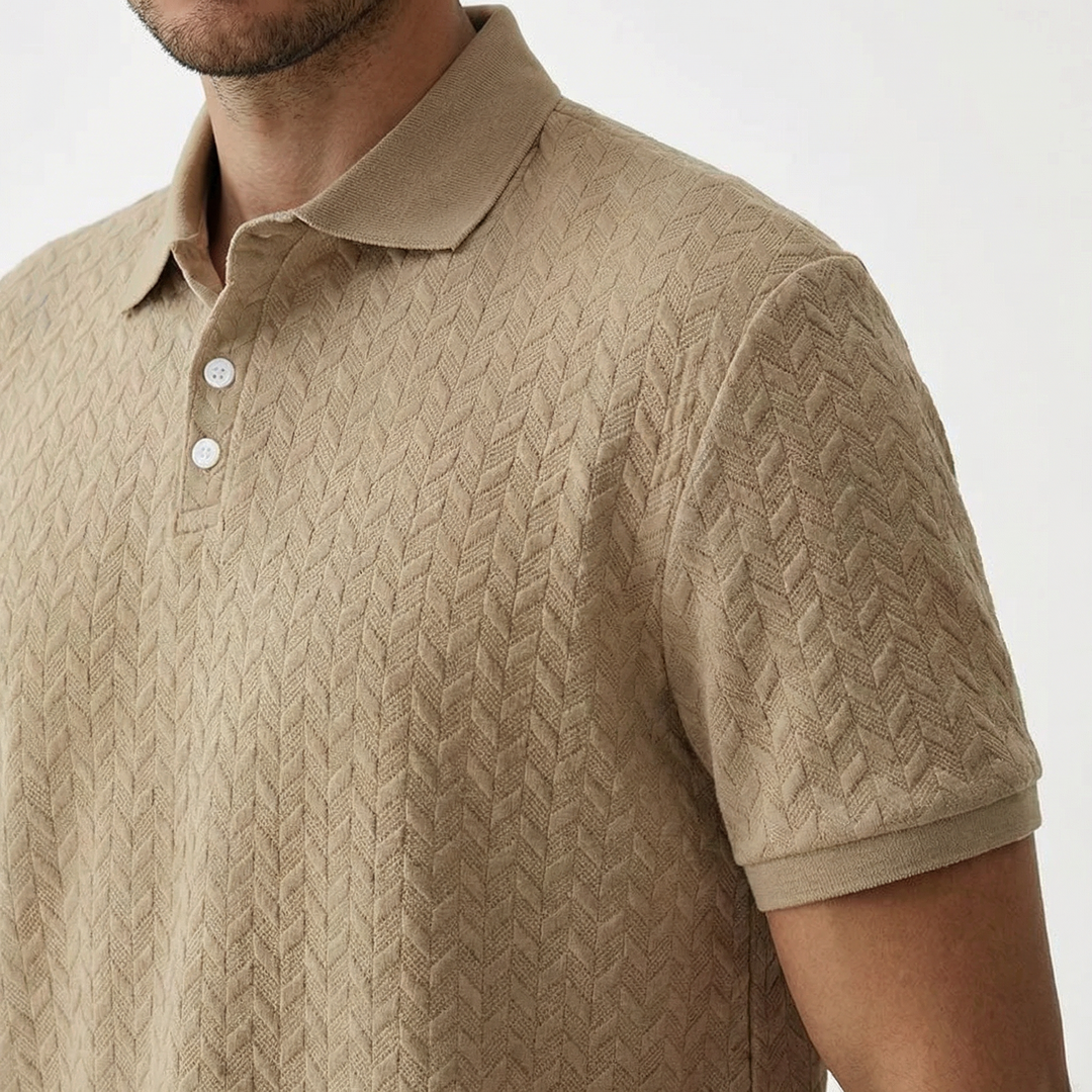 Herren Poloshirt Rückansicht, atmungsaktiver Stoff, kurzarm