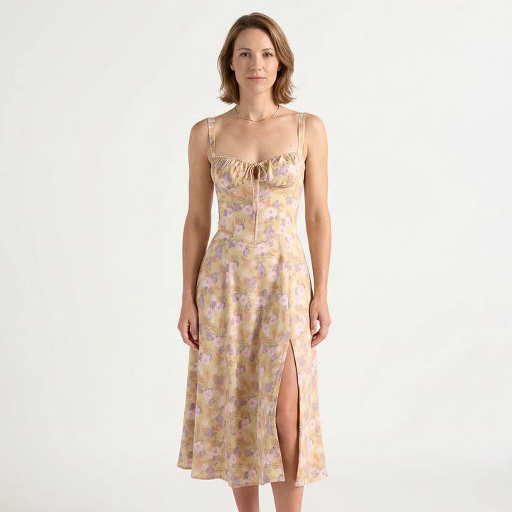 Elegantes Blumen-Bustier Midriff Kleid