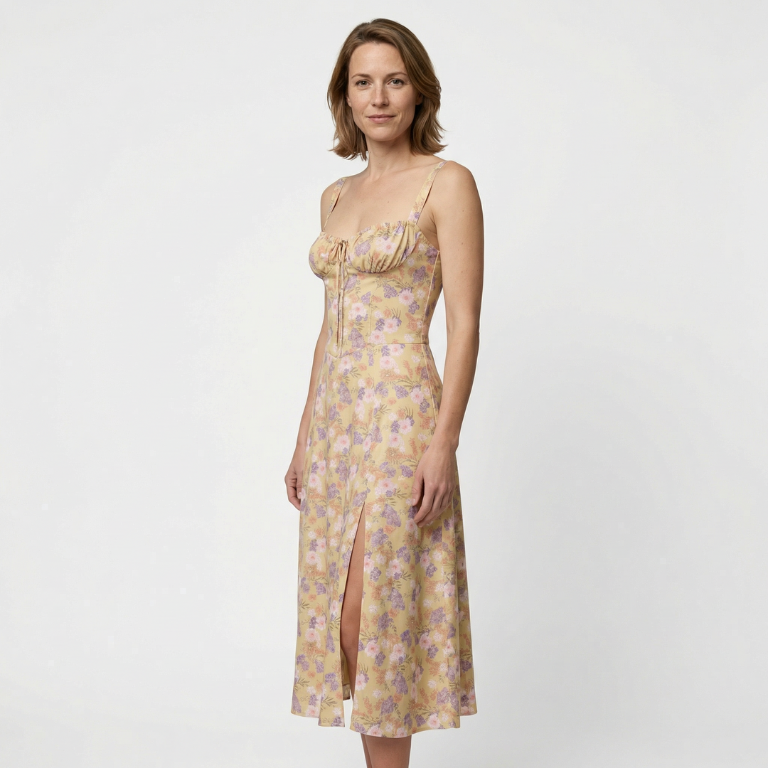 Elegantes Blumen-Bustier Midriff Kleid