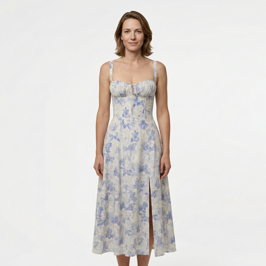 Elegantes Blumen-Bustier Midriff Kleid