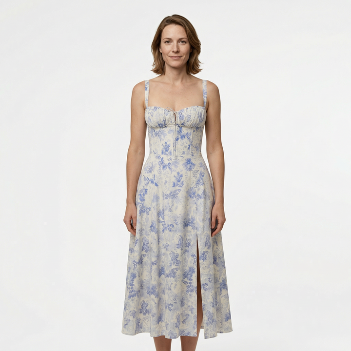 Elegantes Blumen-Bustier Midriff Kleid