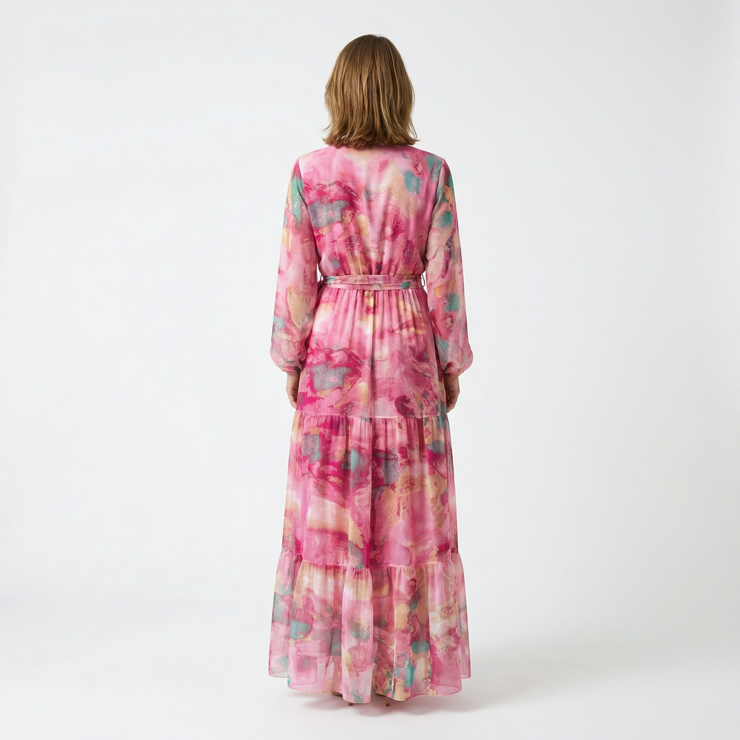 Elegantes Blumen Wickel Maxikleid