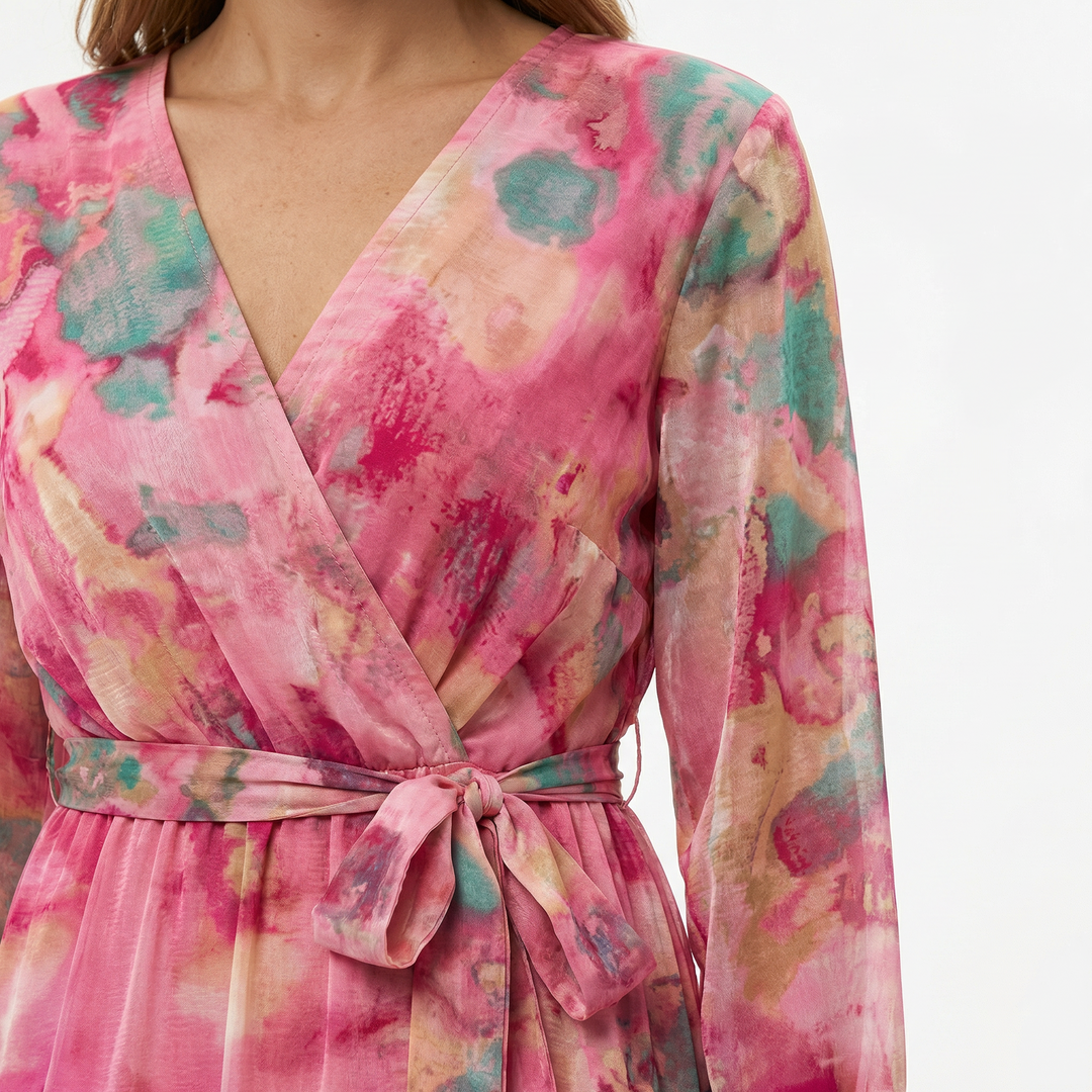 Elegantes Blumen Wickel Maxikleid