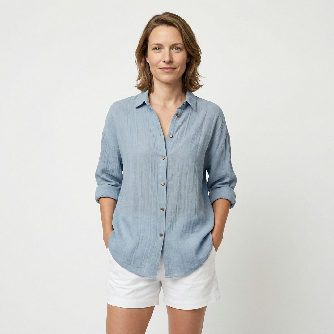 Sommerhemd Für Damen mit Knopfleiste