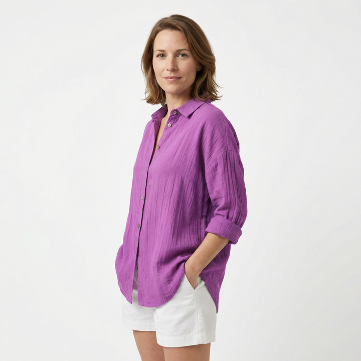 Sommerhemd Für Damen mit Knopfleiste