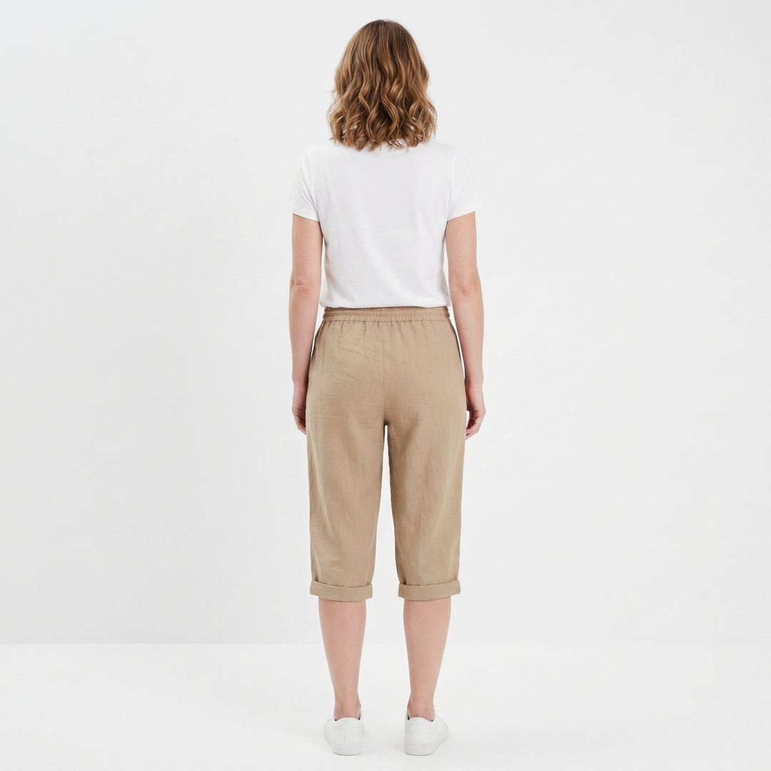 Rückenansicht Damen Shorts aus Baumwoll-Leinen, lockerer Schnitt