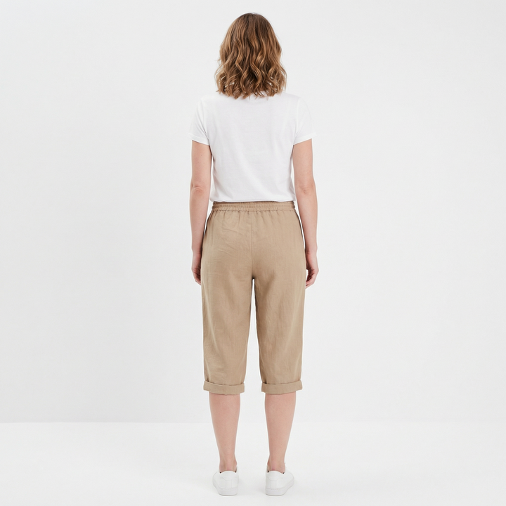 Rückenansicht Damen Shorts aus Baumwoll-Leinen, lockerer Schnitt