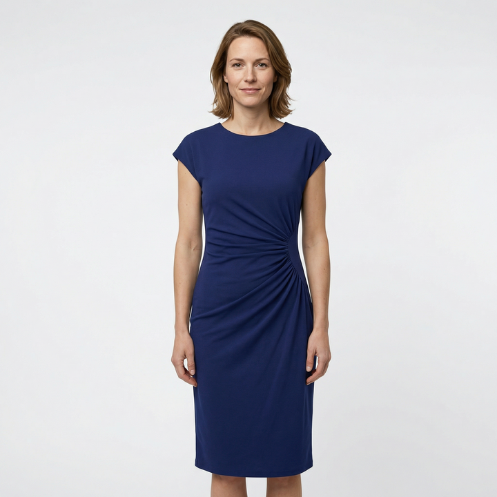 Elegantes Midi-Kleid Mit Kurzarm