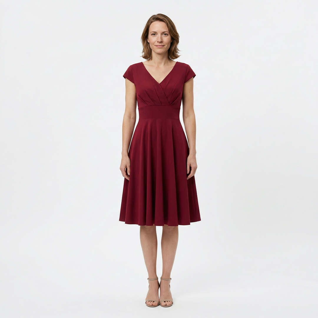 Midikleid Rosa, Rückenansicht mit sichtbarem Reißverschluss