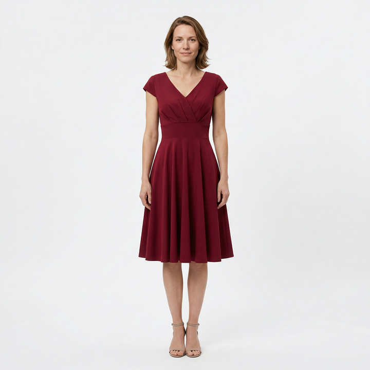 Midikleid Rosa, Rückenansicht mit sichtbarem Reißverschluss