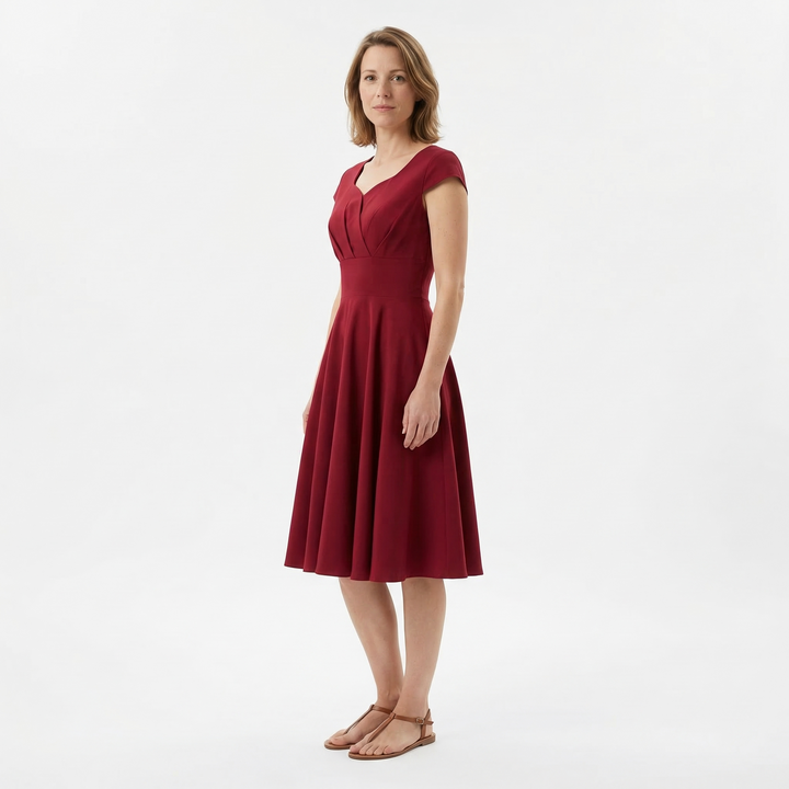Midikleid Blau, Rückenansicht mit Reißverschluss