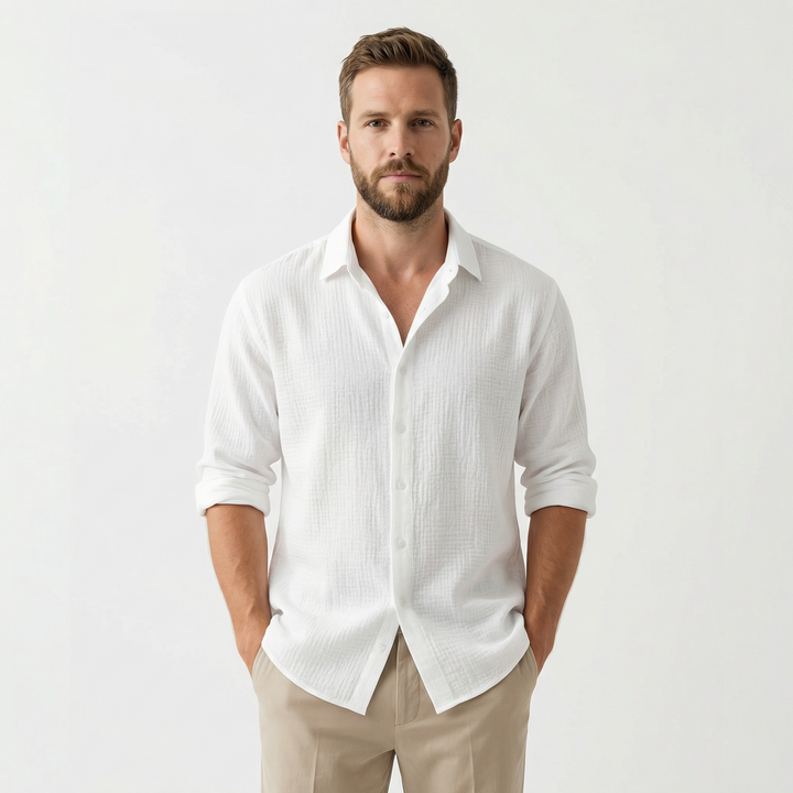 Lässiges Herren-Sommerhemd mit Knopfleiste