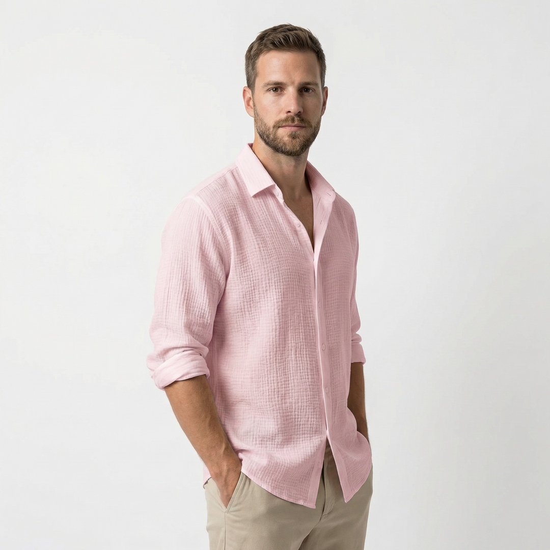 Lässiges Herren-Sommerhemd mit Knopfleiste