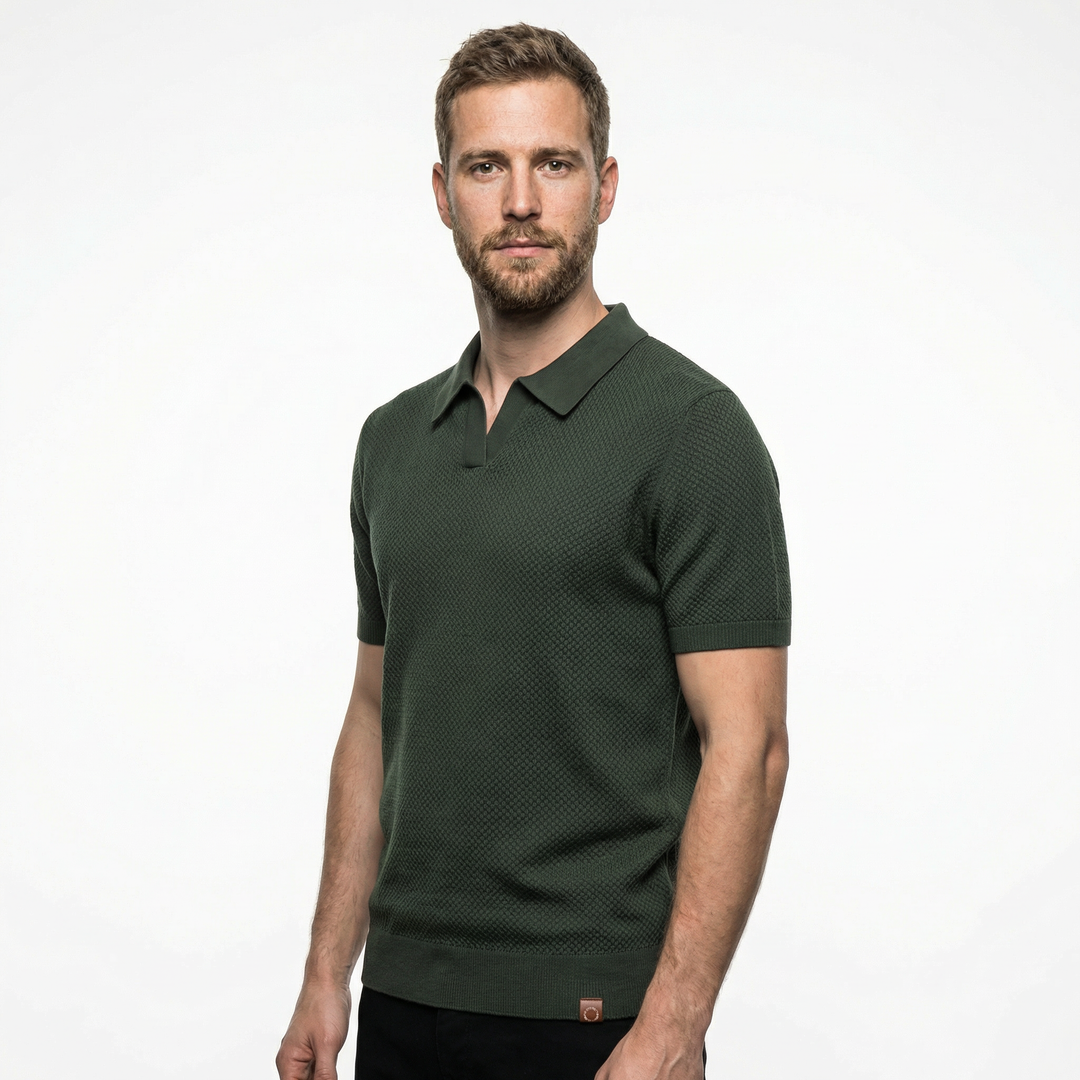 Herren Polo Shirt Sommer Khaki, Gesamtlook Vorderansicht