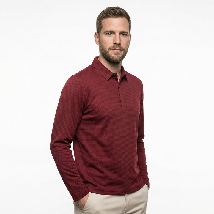 Herren Polo Langarm im Business-Casual-Outfit, Gesamtlook