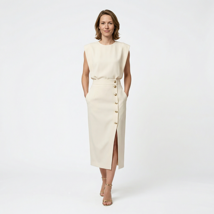 Elegantes Midi Kleid mit Schlitz