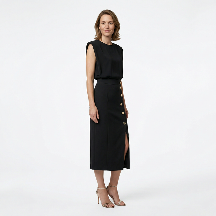 Elegantes Midi Kleid mit Schlitz