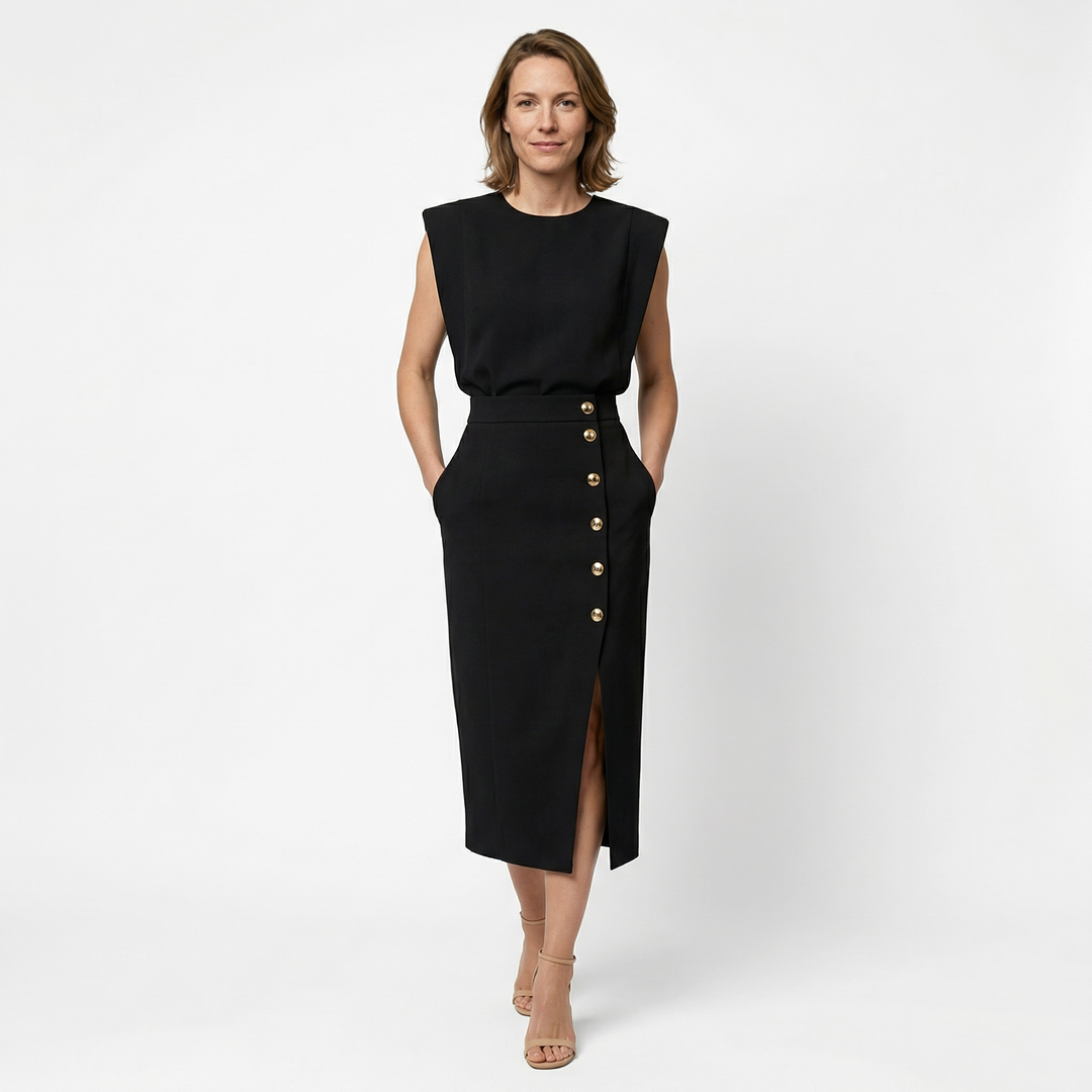 Elegantes Midi Kleid mit Schlitz