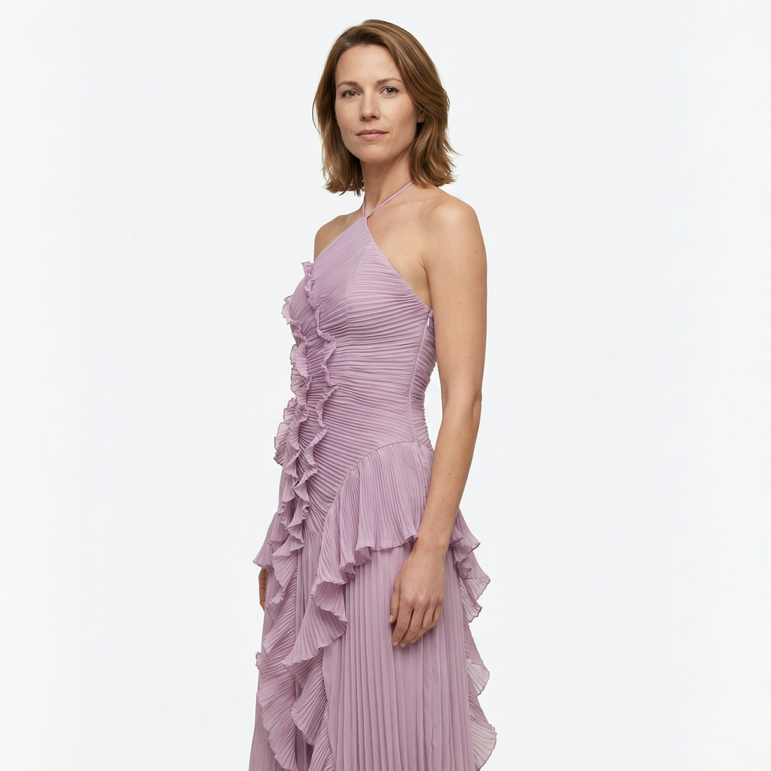 Romantisches Rüschendes Maxi-Kleid