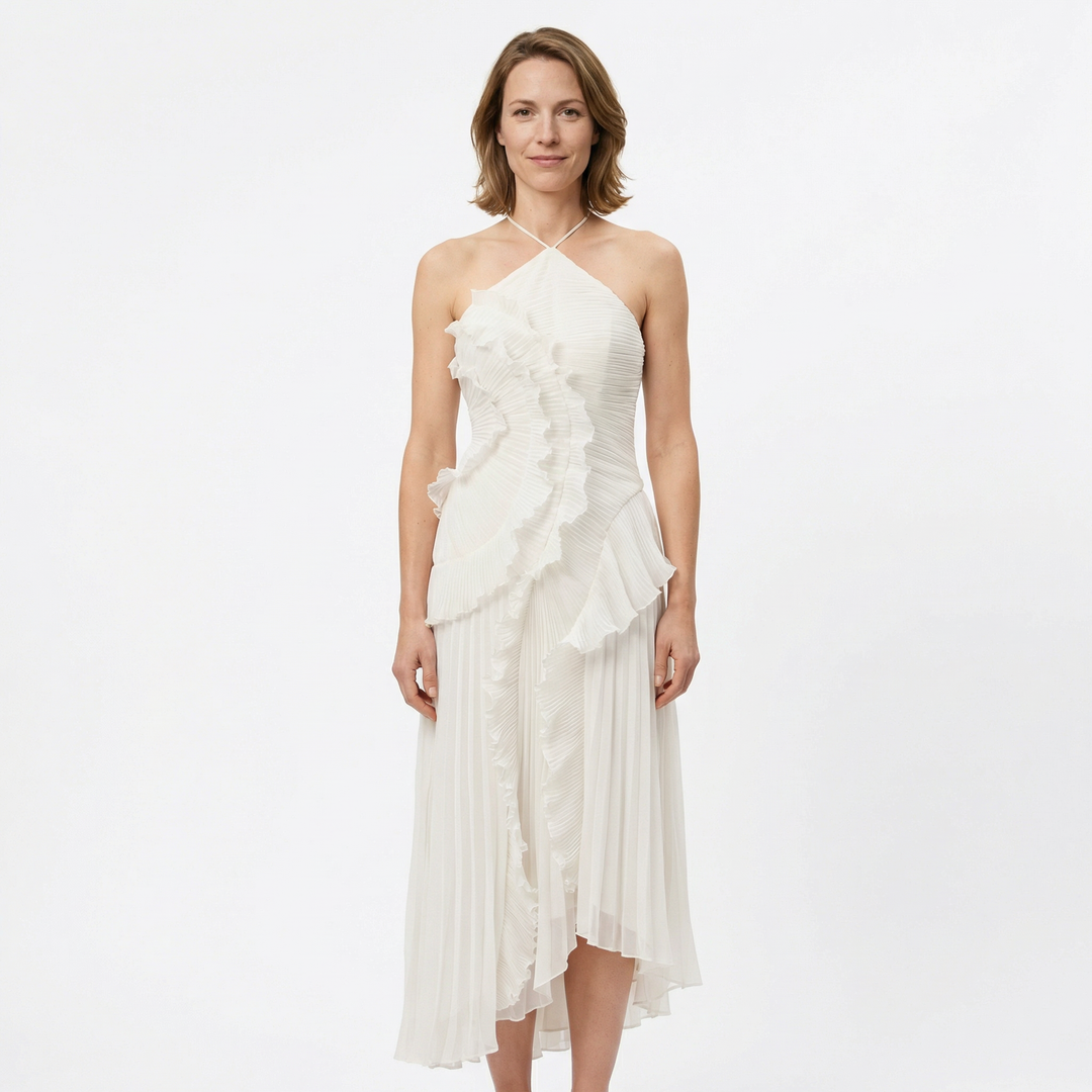 Romantisches Rüschendes Maxi-Kleid