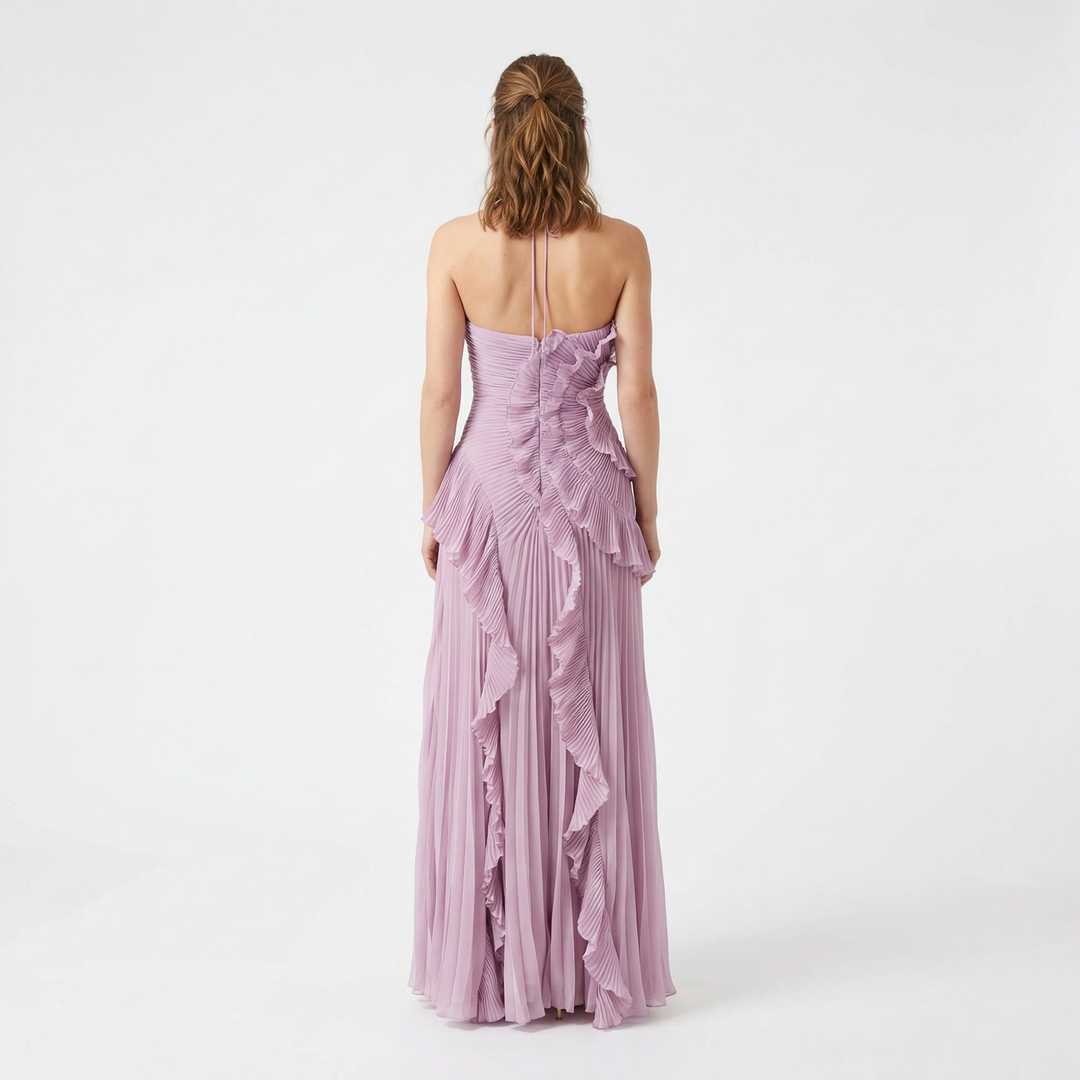 Romantisches Rüschendes Maxi-Kleid