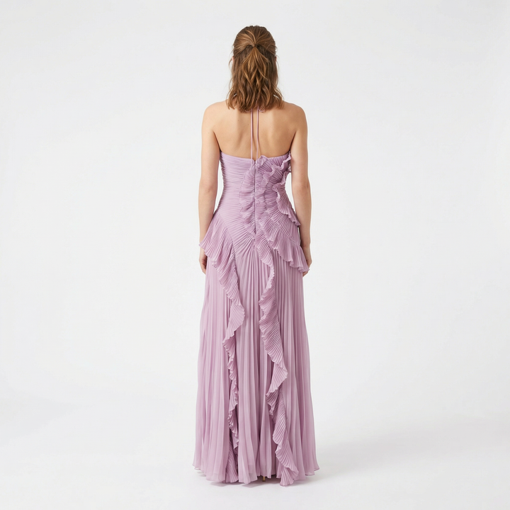 Romantisches Rüschendes Maxi-Kleid