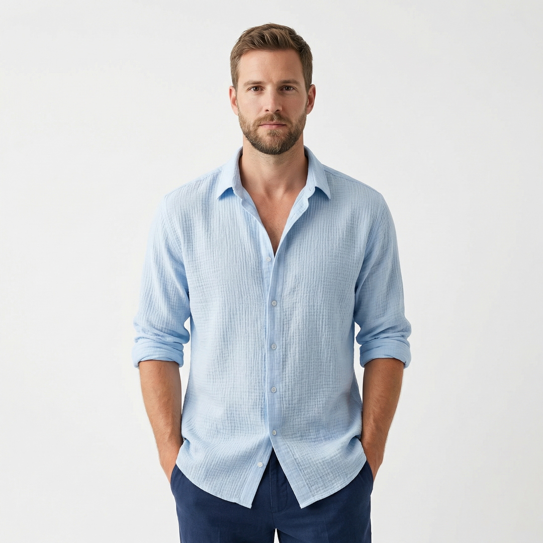 Lässiges Herren-Sommerhemd mit Knopfleiste