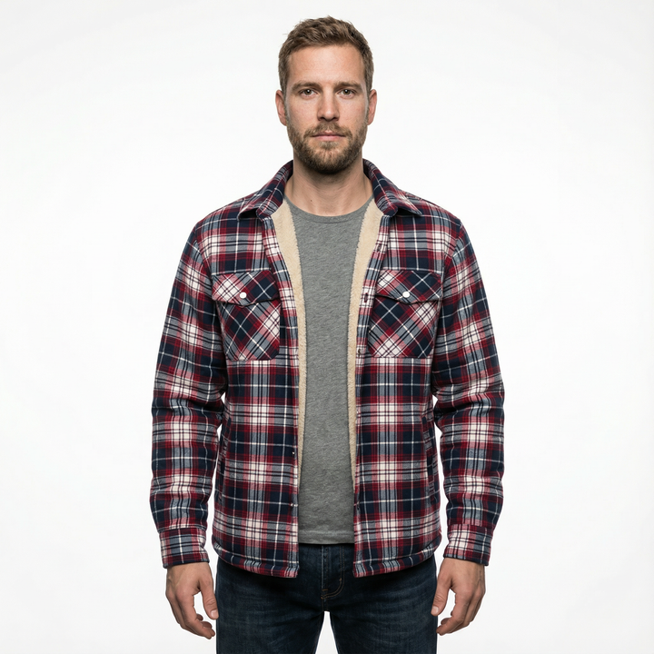 Herren Karierte Fleece Winterjacke