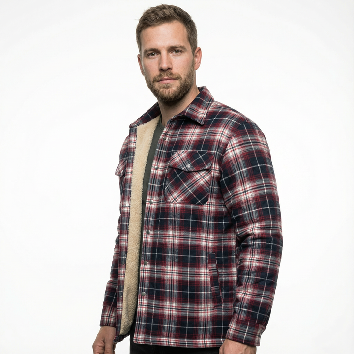 Herren Karierte Fleece Winterjacke