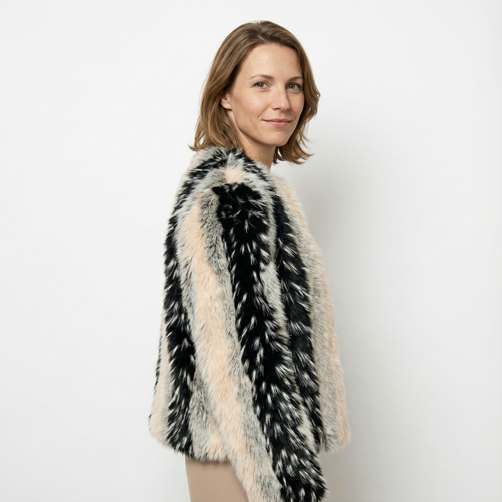 Damen Elegante Kunstfell Jacke