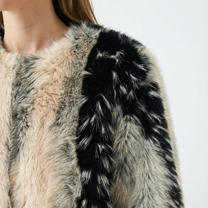 Damen Elegante Kunstfell Jacke
