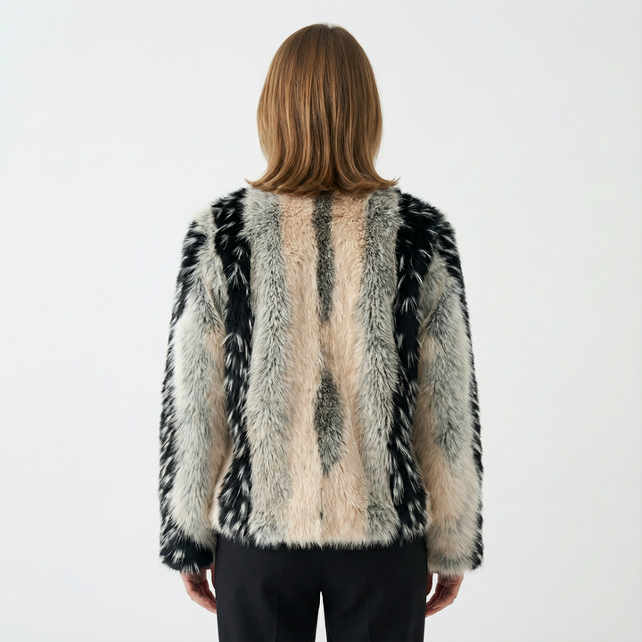 Damen Elegante Kunstfell Jacke