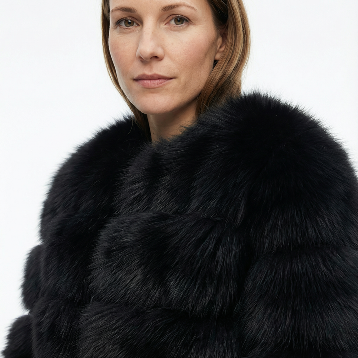 Damen Kurze Kunstfell Jacke