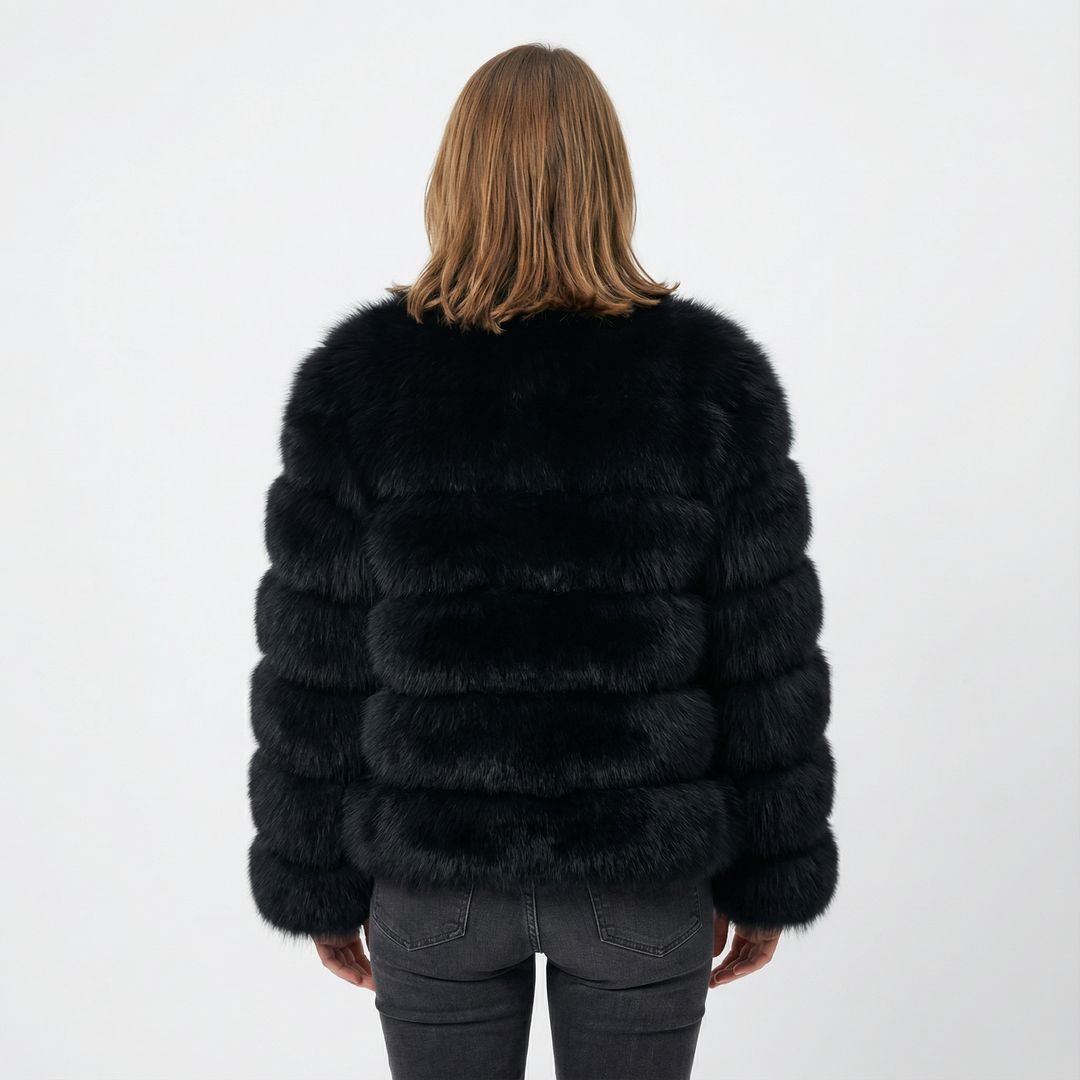 Damen Kurze Kunstfell Jacke