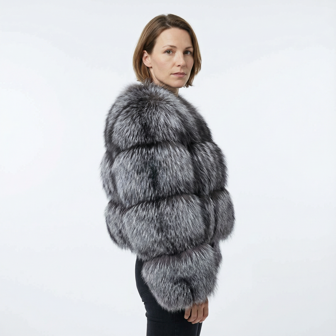 Damen Kurze Kunstfell Jacke