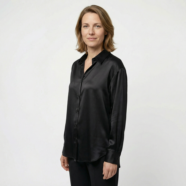 Damen Satinbluse Seide Elegant Herbst