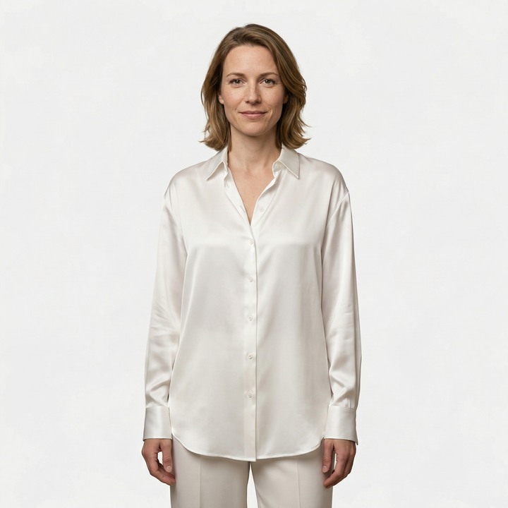 Damen Satinbluse Seide Elegant Herbst