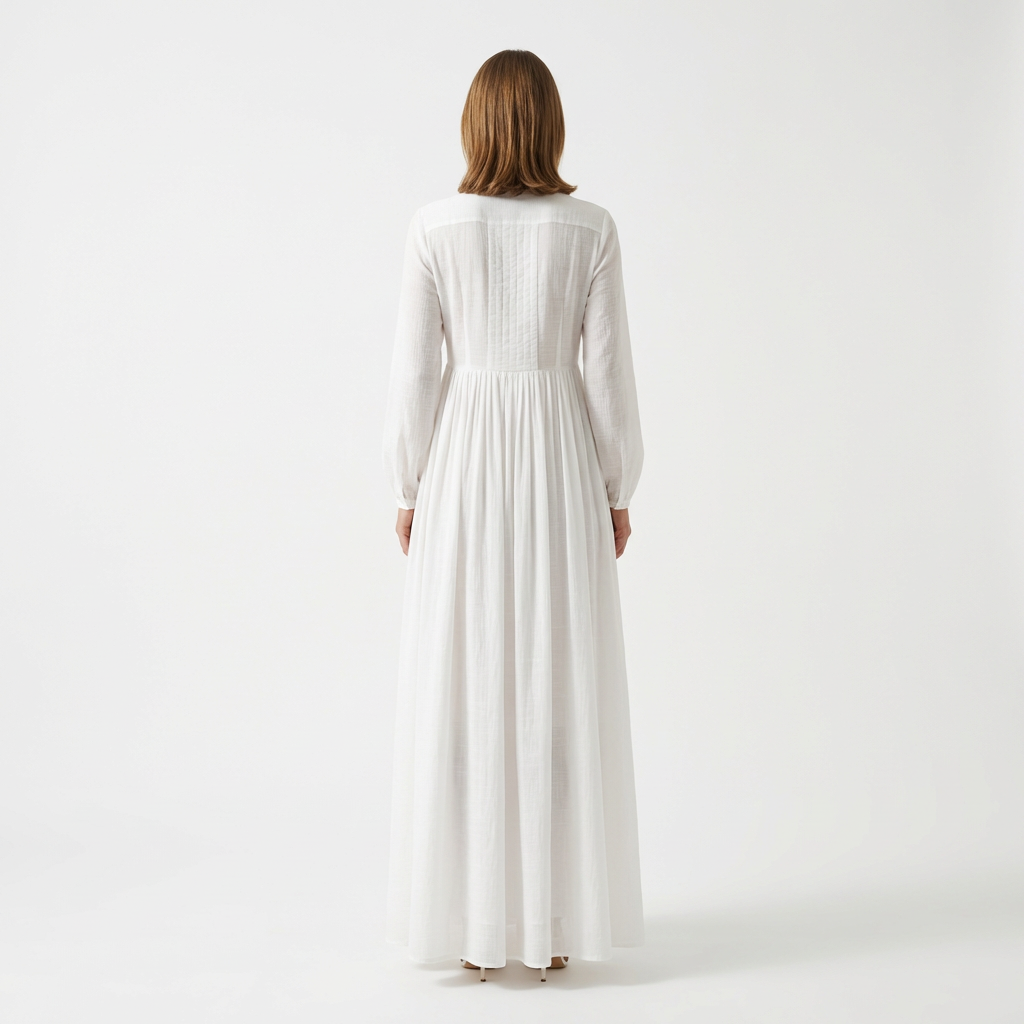 Schwarzes Maxikleid in Maxi-Länge, Rückenansicht