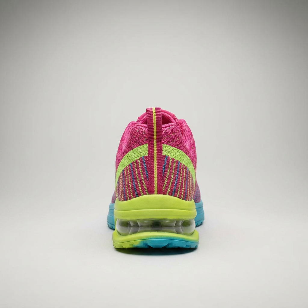 Damen Sneaker Pink-Grün, Rückansicht mit Air-Cushion-Sohle