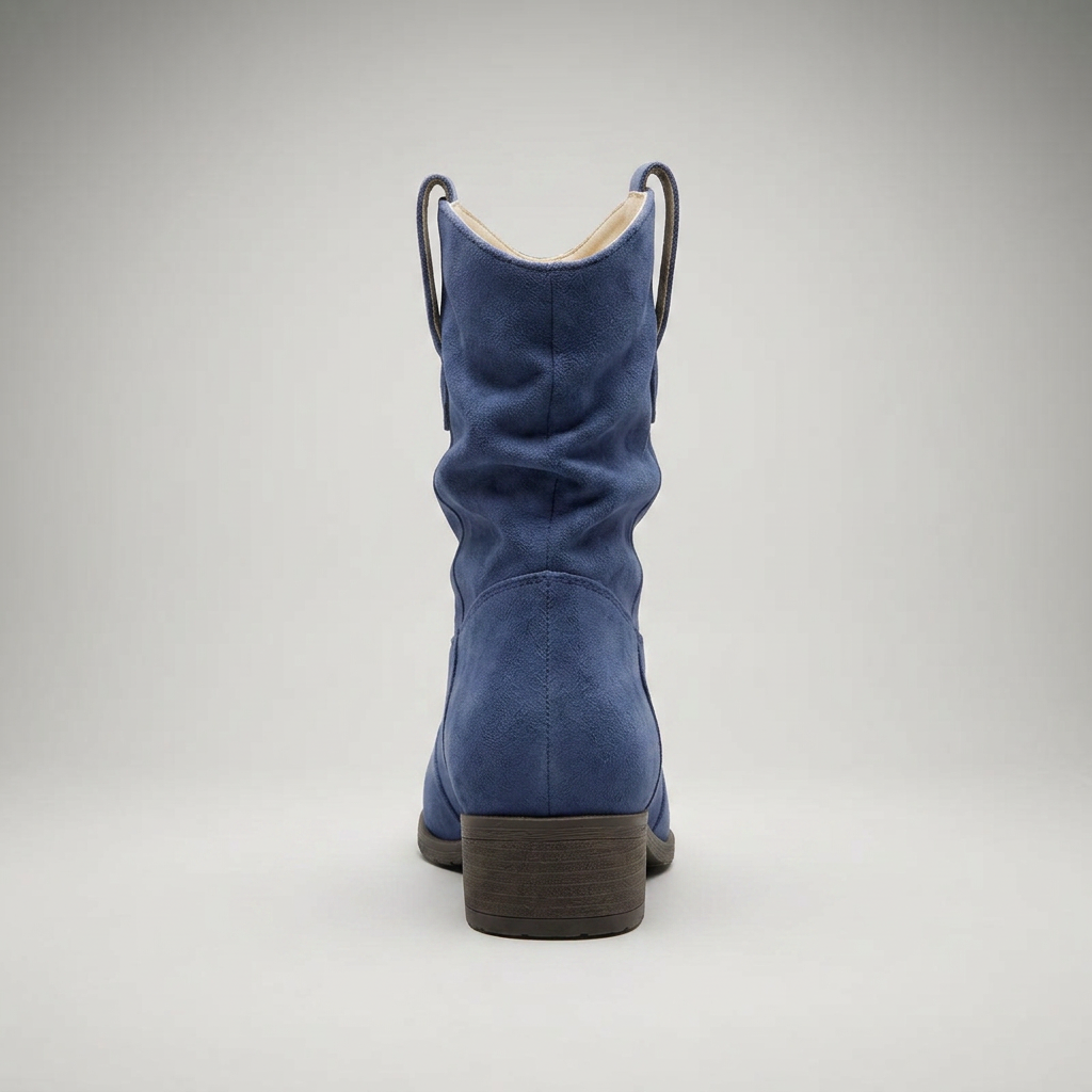 Stiefelette Hellblau Wildleder-Optik Rückansicht