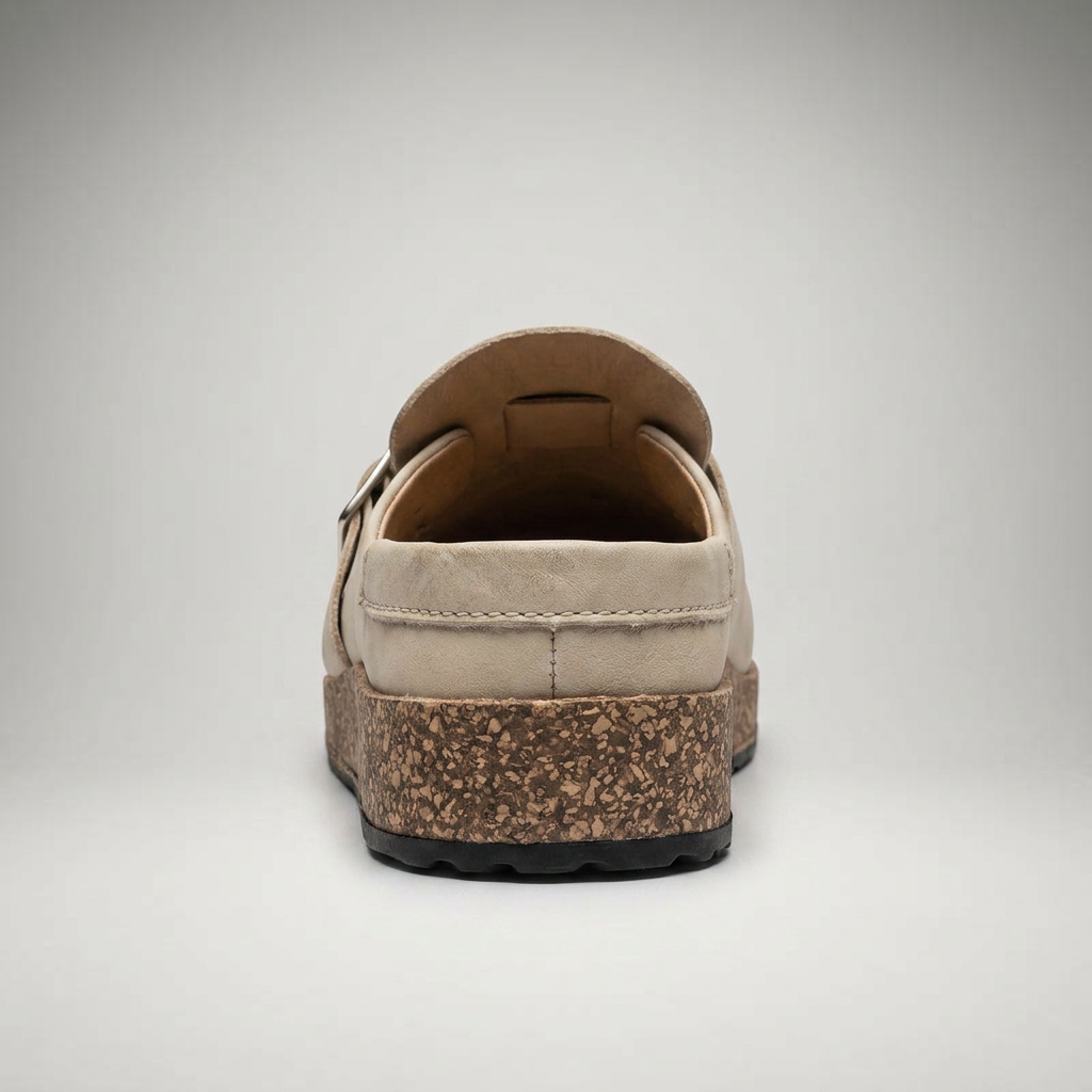 Beige Sandale-Mule mit offener Ferse, Rückansicht