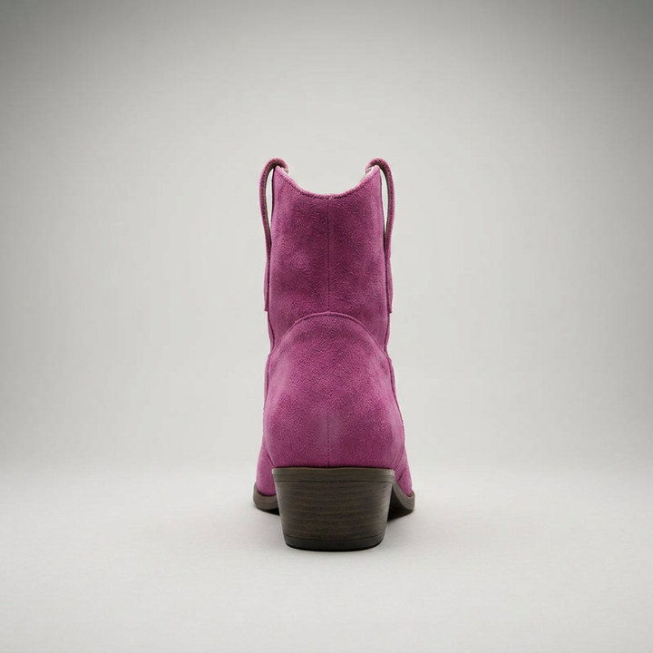 Stiefelette Pink Wildleder-Optik Rückansicht